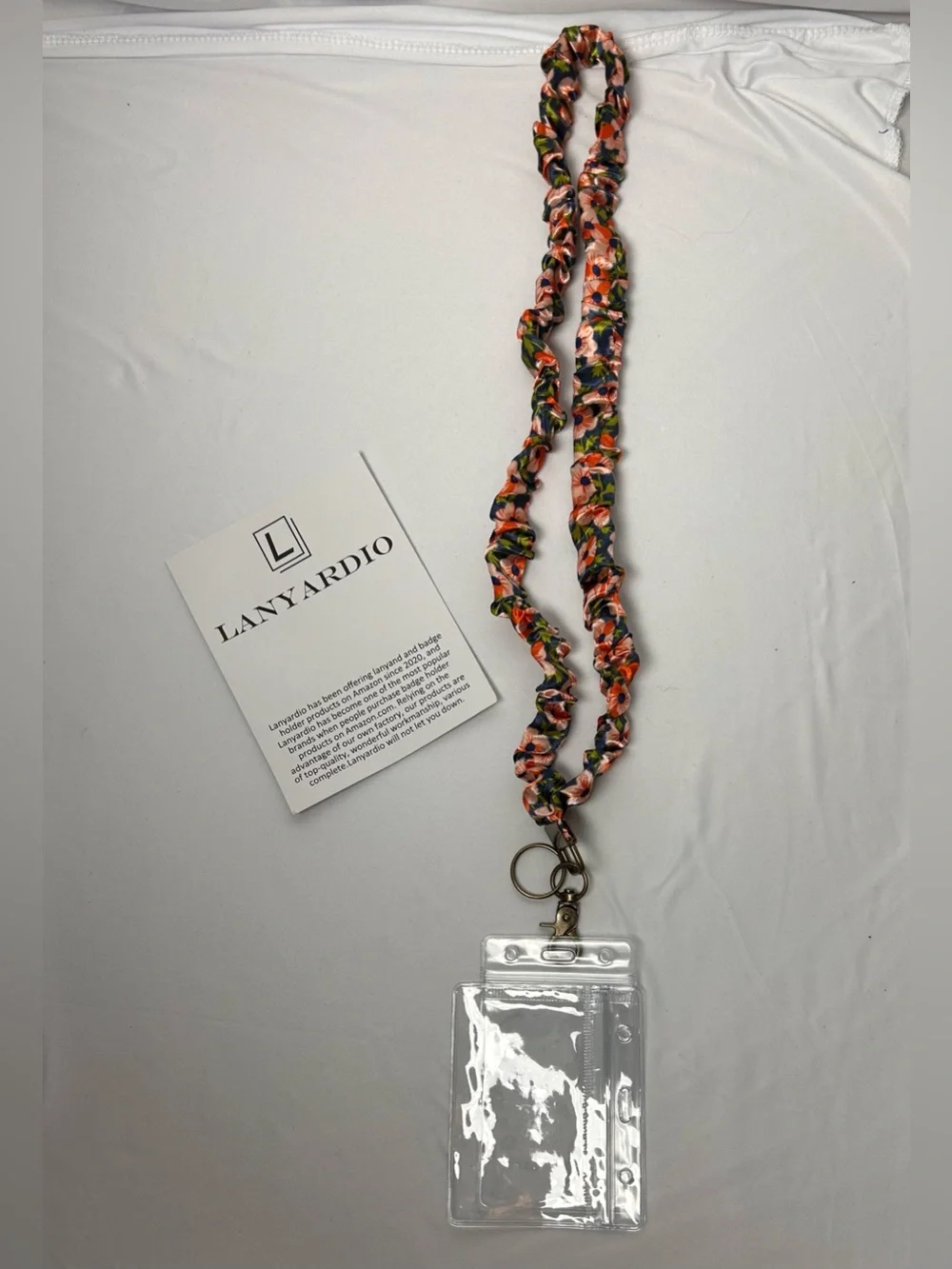 Floral Pink Multi Scrunchie Lanyard with Badge Holder
